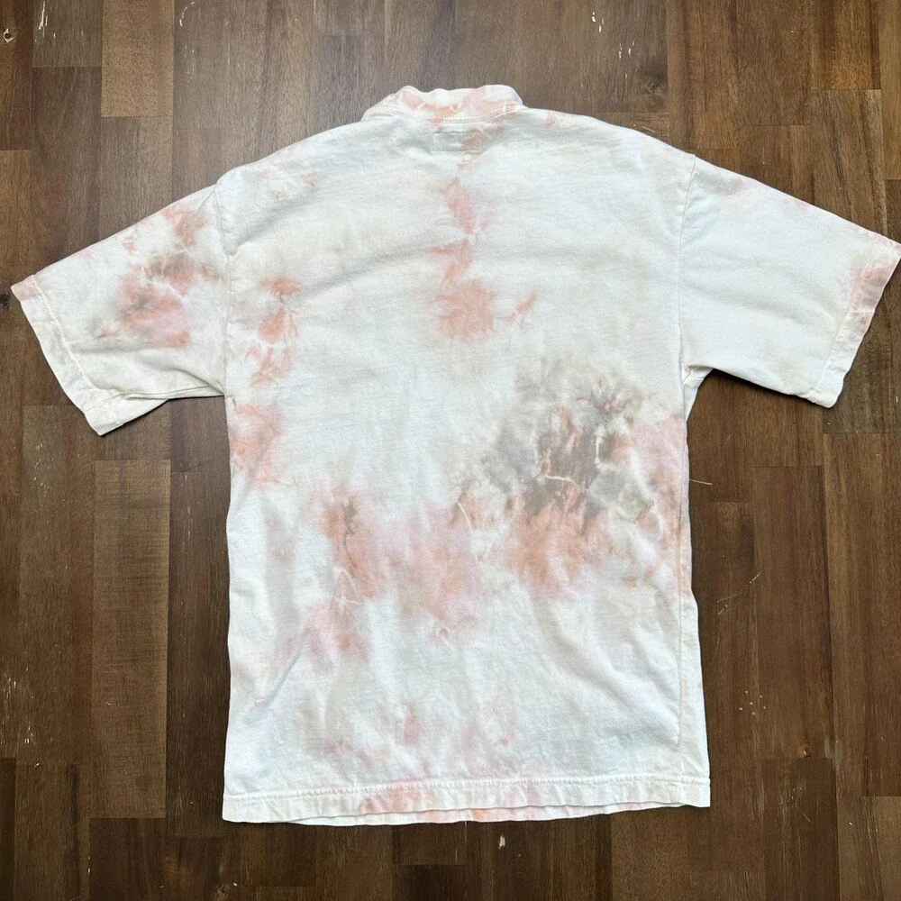 MARKET Shirt Mens Small White Pink Tie Dye Earth Cleaning Service Graphic Tee